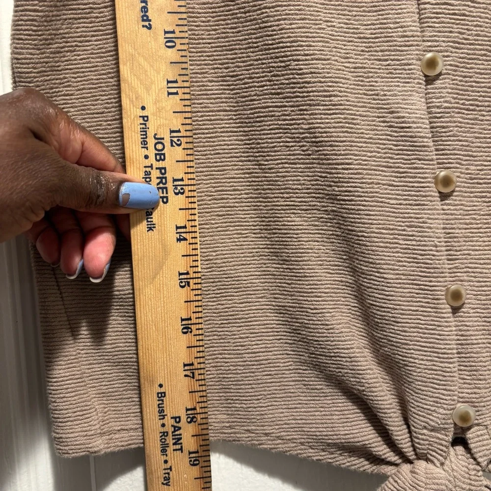 MADEWELL TEXTURE & THREAD Tan Brown Sleeveless Button Front Tie-Front Tank - Picture 7 of 9